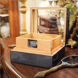 Cigarloong Camlı Puro Kutusu Humidor Karbon Desen 60's - 3