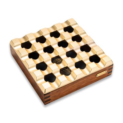 Cigarloong Çoklu Ahşap Kare Puro Küllüğü Gold - 1