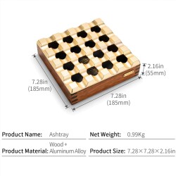 Cigarloong Çoklu Ahşap Kare Puro Küllüğü Gold - 4