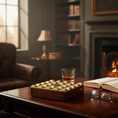 Cigarloong Çoklu Ahşap Kare Puro Küllüğü Gold - 2