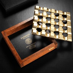 Cigarloong Çoklu Ahşap Kare Puro Küllüğü Gold - 3