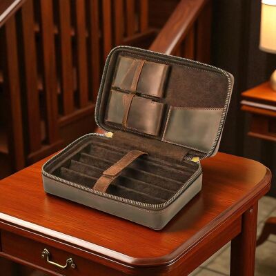 CigarLoong Crazy Deri Puro Taşıma Çantası Kahve 4'lü - 3