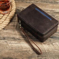 CigarLoong Crazy Deri Puro Taşıma Çantası Kahve 4'lü - 4