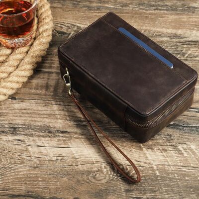 CigarLoong Crazy Deri Puro Taşıma Çantası Kahve 4'lü - 4