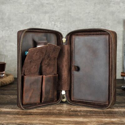 CigarLoong Crazy Deri Puro Taşıma Çantası Kahve 4'lü - 2