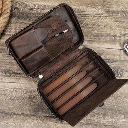 CigarLoong Crazy Deri Puro Taşıma Çantası Kahve 4'lü - 3