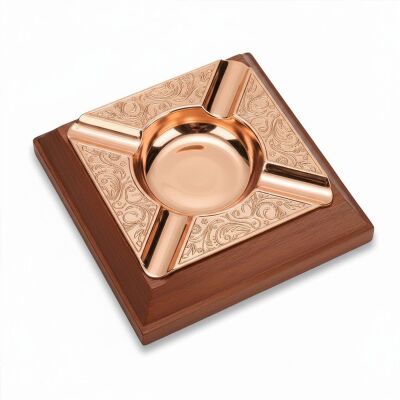 Cigarloong Damascus Ahşap Puro Küllüğü RoseGold 4lü - 1