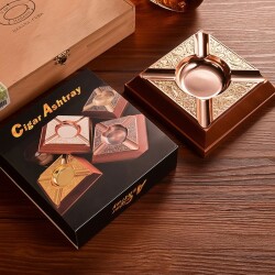 Cigarloong Damascus Ahşap Puro Küllüğü RoseGold 4lü - 4