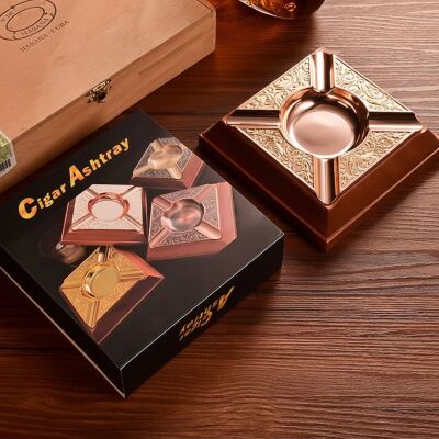 Cigarloong Damascus Ahşap Puro Küllüğü RoseGold 4lü - 4