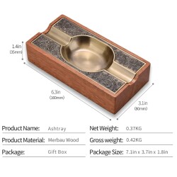Cigarloong Damascus Ahşap Puro Küllüğü Bronze 2li - 3
