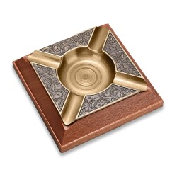 Cigarloong Damascus Ahşap Puro Küllüğü Bronze 4lü - CigarLoong