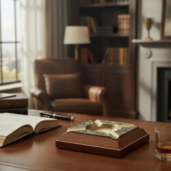 Cigarloong Damascus Ahşap Puro Küllüğü Bronze 4lü - CigarLoong (1)