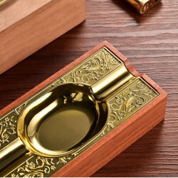 Cigarloong Damascus Ahşap Puro Küllüğü Gold 2li - 3