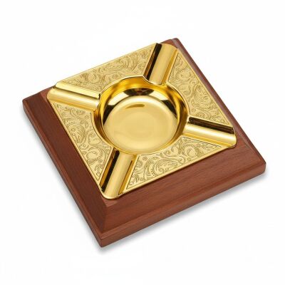 Cigarloong Damascus Ahşap Puro Küllüğü Gold 4lü - 1