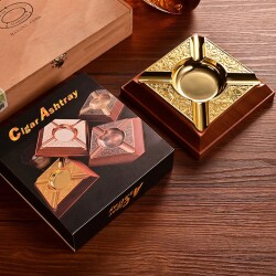 Cigarloong Damascus Ahşap Puro Küllüğü Gold 4lü - 4