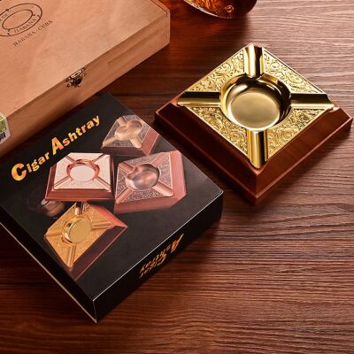 Cigarloong Damascus Ahşap Puro Küllüğü Gold 4lü - 4