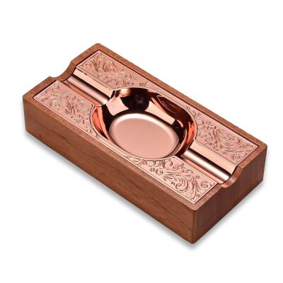 Cigarloong Damascus Ahşap Puro Küllüğü RoseGold 2li - 1