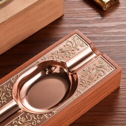 Cigarloong Damascus Ahşap Puro Küllüğü RoseGold 2li - 4