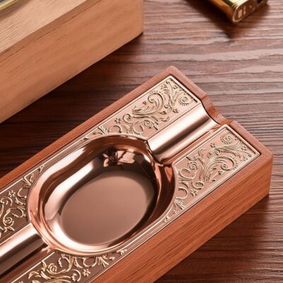 Cigarloong Damascus Ahşap Puro Küllüğü RoseGold 2li - 4
