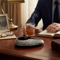 Cigarloong Damascus Oval Metal Puro Küllüğü Siyah Tekli - 4