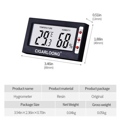 Cigarloong Dijital Higrometre Nem Isı Ölçer Diktörtgen - 3