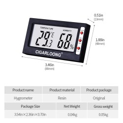Cigarloong Dijital Higrometre Nem Isı Ölçer Diktörtgen - 3