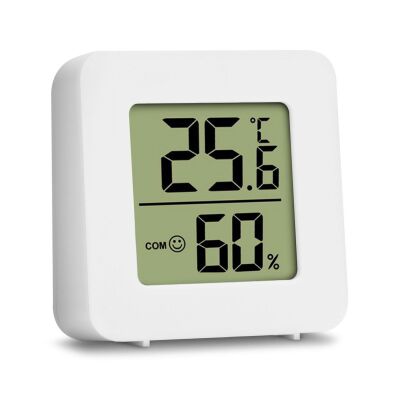 Cigarloong Dijital Higrometre Nem Isı Ölçer Kare Beyaz - 2