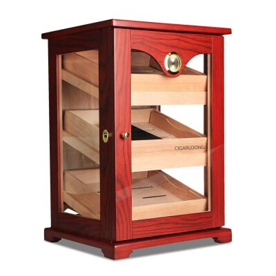 Cigarloong Gastro Camlı 3 Raflı Puro Kutusu Humidor Ceviz 100's - 1