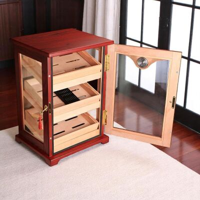 Cigarloong Gastro Camlı 3 Raflı Puro Kutusu Humidor Ceviz 100's - 2