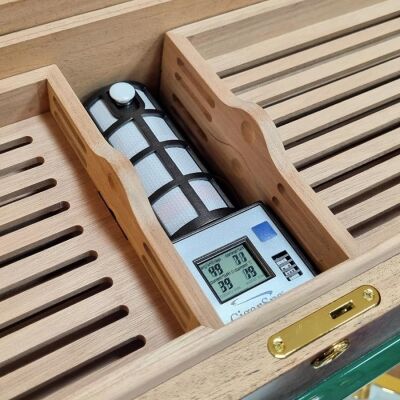 Cigarloong Karbon Desen Camlı Katlı Humidor Puro Kutusu 150s CigarSpa Elektronik Nemlendirme - 6