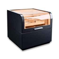 Cigarloong Karbon Desen Camlı Katlı Humidor Puro Kutusu 150s - 1