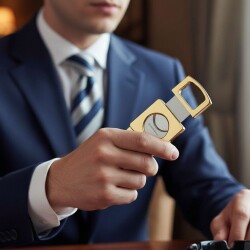 Cigarloong Kare Model Metal Puro Kesici Gold 60 Ring - 2