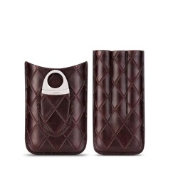 CigarLoong Kesicili Deri Puro Kılıfı 3'lü Croco Kahve 56Ring - 5