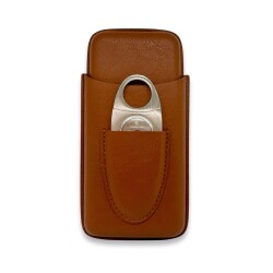 CigarLoong Kesicili Deri Puro Kılıfı 3'lü Kahve 56Ring - CigarLoong