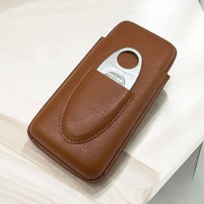 CigarLoong Kesicili Deri Puro Kılıfı 3'lü Kahve 56Ring - 4