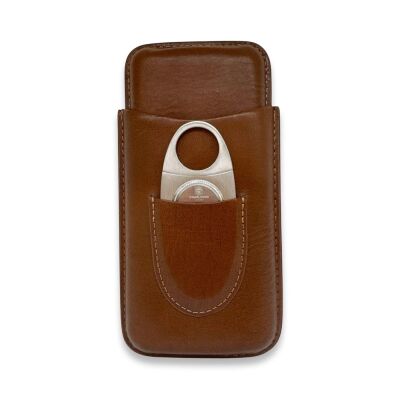 CigarLoong Kesicili Deri Puro Kılıfı 3'lü Kahve 60Ring - 1