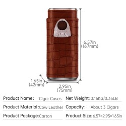 CigarLoong Kesicili Sedirli Deri Puro Kılıfı 3'lü Croco Kahve - 2