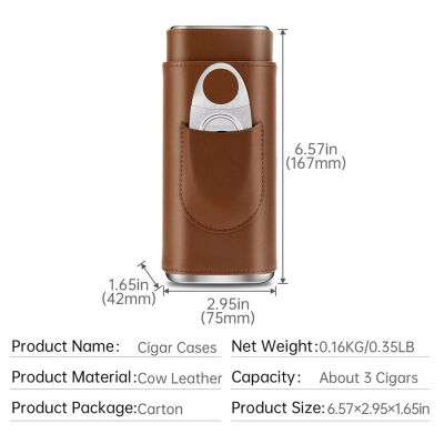 CigarLoong Kesicili Sedirli Deri Puro Kılıfı 3'lü Kahve - 3