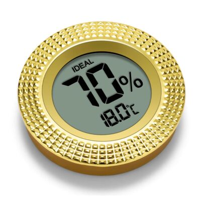 Cigarloong Kesme Kenar Dijital Higrometre Nem Ölçer Yuvarlak Gold - 2