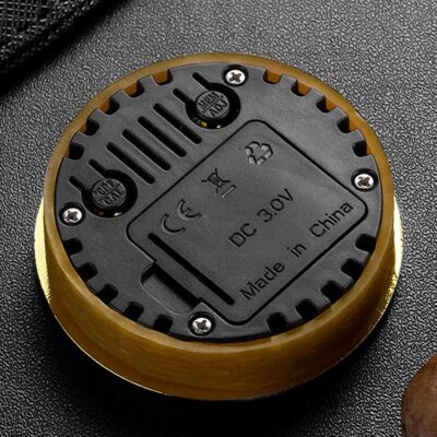 Cigarloong Kesme Kenar Dijital Higrometre Nem Ölçer Yuvarlak Gold - 3