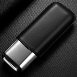 CigarLoong Metal Deri Puro Kılıfı 2'li Siyah 60Ring - 2