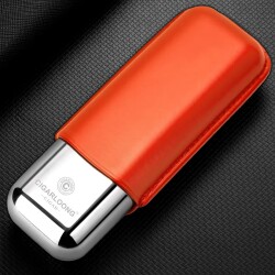 CigarLoong Metal Deri Puro Kılıfı 2'li Turuncu 60Ring - 2