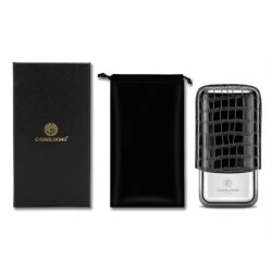 CigarLoong Metal Deri Puro Kılıfı 3'lü Croco Siyah 60Ring - 3