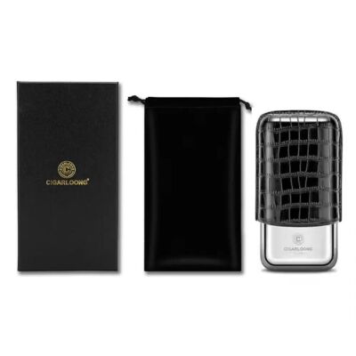 CigarLoong Metal Deri Puro Kılıfı 3'lü Croco Siyah 60Ring - 3