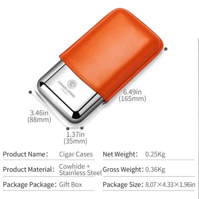 CigarLoong Metal Deri Puro Kılıfı 3'lü Turuncu 60Ring - 2