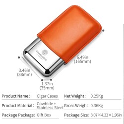 CigarLoong Metal Deri Puro Kılıfı 3'lü Turuncu 60Ring - 2