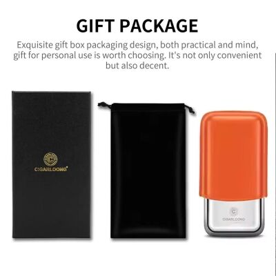 CigarLoong Metal Deri Puro Kılıfı 3'lü Turuncu 60Ring - 3
