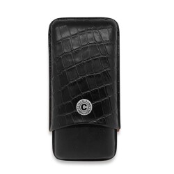 CigarLoong Metal Logolu Deri Puro Kılıfı 3'lü Siyah 62Ring - CigarLoong