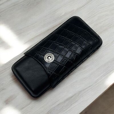 CigarLoong Metal Logolu Deri Puro Kılıfı 3'lü Siyah 62Ring - 2