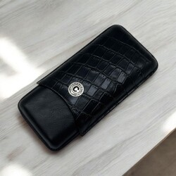 CigarLoong Metal Logolu Deri Puro Kılıfı 3'lü Siyah 62Ring - 2